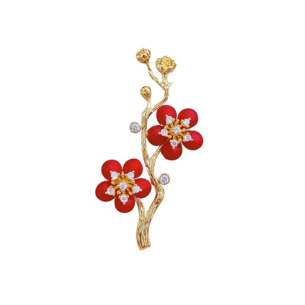 

Винтажная брошь «Красная слива» Элегантный красный цветок Значки на лацкан Брошь «Цветок сливы» Туристический сувенир красный