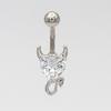 3x Devil Heart Crystal Surgical Steel Navel Belly Buckle for Family Gatherings