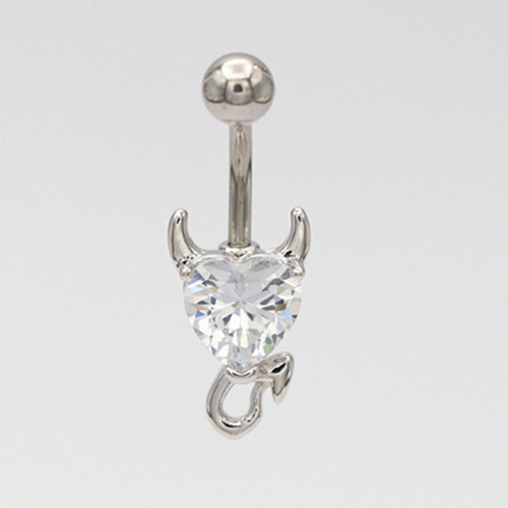 3x Devil Heart Crystal Surgical Steel Navel Belly Buckle for Family Gatherings