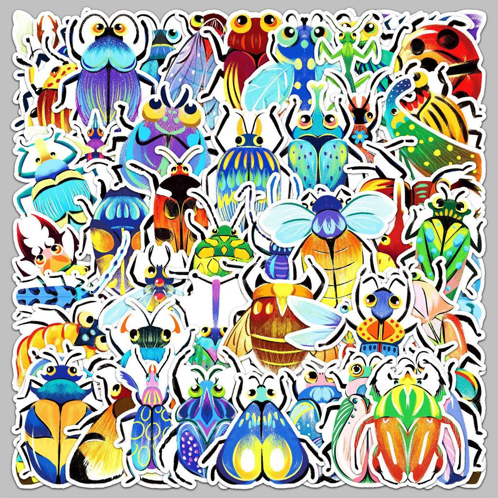 51-Piece Waterproof Insect Cartoon Stickers: Original, Non-Infringing Animal Designs for Decorating Journals