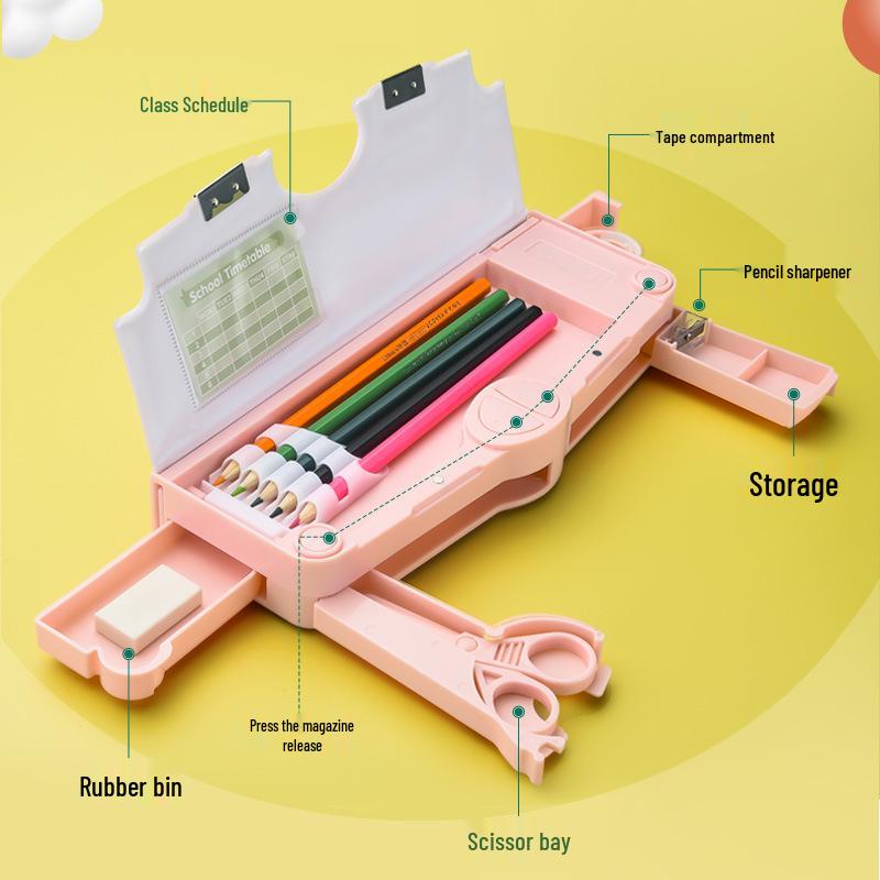 Multifunctional Large Capacity Double Layer Children's Pencil Case for Boys and Girls - Cute Plastic Box