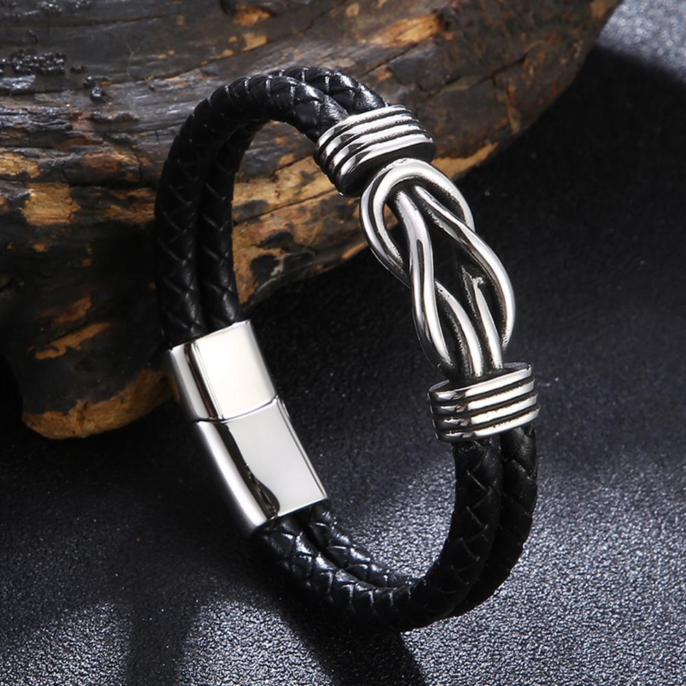2026 Leather High-end Bracelet, Magnetic Double-layer Leather Bracelet. 16.5CM