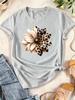 Watercolor Leopard Print Flower Women T-shirt Fashion Graphic Clothing Funny Harajuku T-shirt Female Clothes Tops