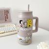 Snoopy Large-Capacity Insulated Cup, Giant Ice Cup, High-Value Student Water Bottle with Handle and Straw, Portable