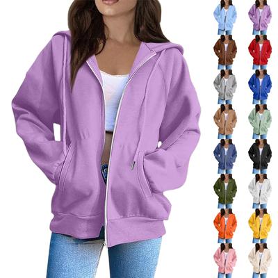 Kadın Modası Günlük Uzun Kollu Düz Renk Kapüşonlu Sweatshirt Üstler