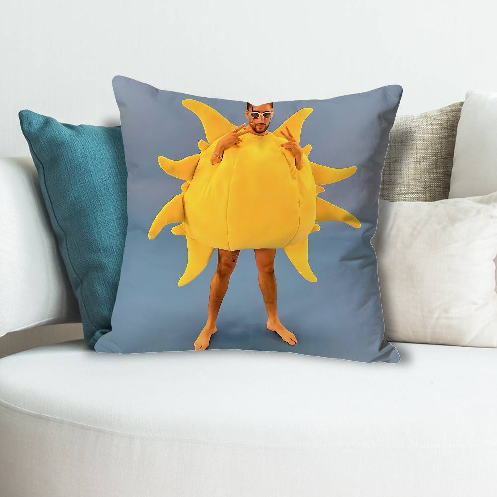 Singer BBad BBunny DTMF Anime Celebrity Merchandise AllMatch Printed Pillow Case Sofa Car Office Room Decoration Protector