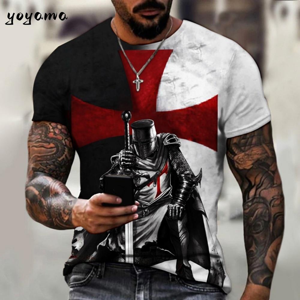 Vintage Templerritter 3D-Druck T-Shirt Kinder Sommer Kinder Kurzarm-T-Shirt Jungen und Mädchen T-Shirts Streetwear Y2k Kleidung