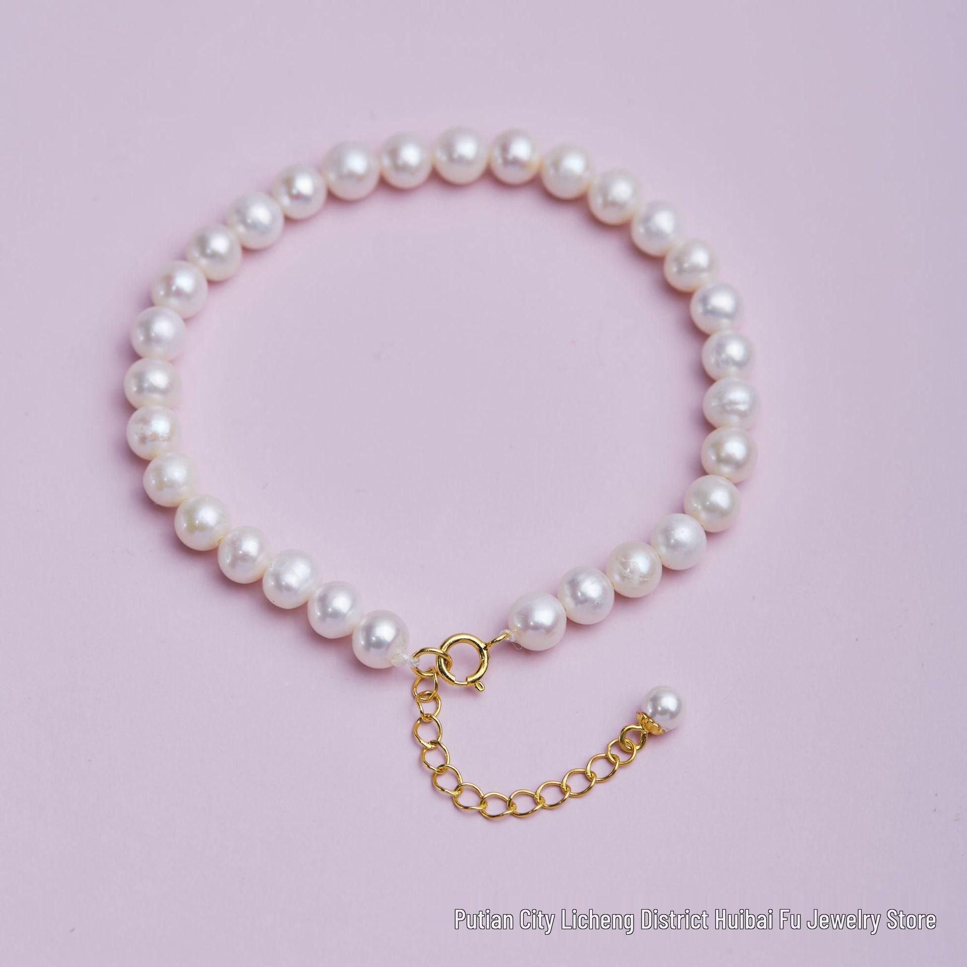Natural Freshwater Pearl Women s Necklace & Bracelet Set with Tassel - 5-6mm Near-Round Pearls, Adjustable S925 Silver 5-6mm Near-Round Freshwater Pearl
