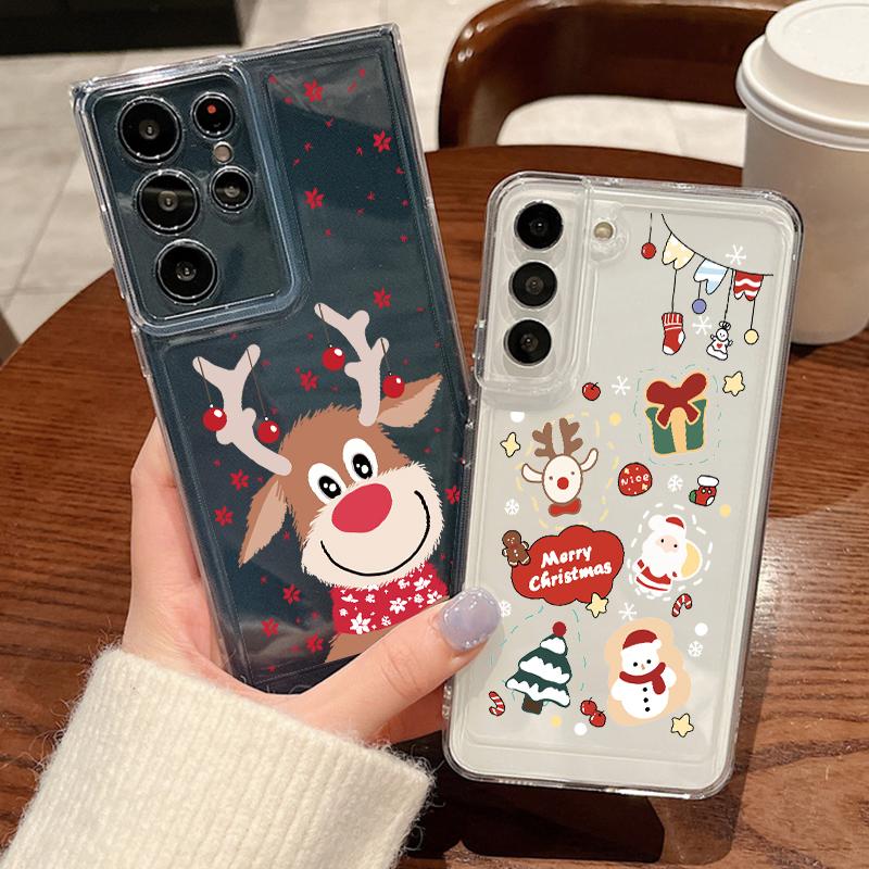Christmas Tree Print Case For Samsung Galaxy S25 S24 S22 Ultra S23 S24 FE A17 A56 A16 A36 A26 A55 A15 A25 A54 5G Clear Soft TPU Phone Cover