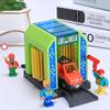 Kids Police Station Train Track Playset Toy City Scenes Car Wash Room Fire Department Pretend Play Toy Set