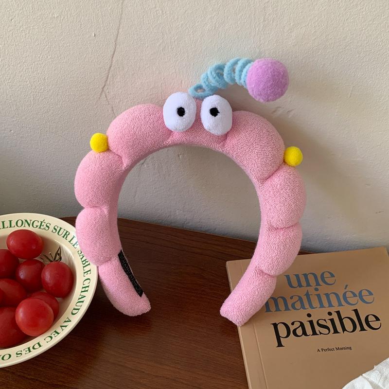 Korean Style Sponge Headband Twisted Funny Cartoon Plush Hairband Cute Headwear Big Eyes Hair Hoop