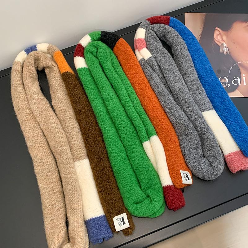 Korean Style Knitted Scarf Women Winter Warm Scarves Solid Cashmere Design Thickened Shawl Soft Long Pashmina Neck 2025 NEW