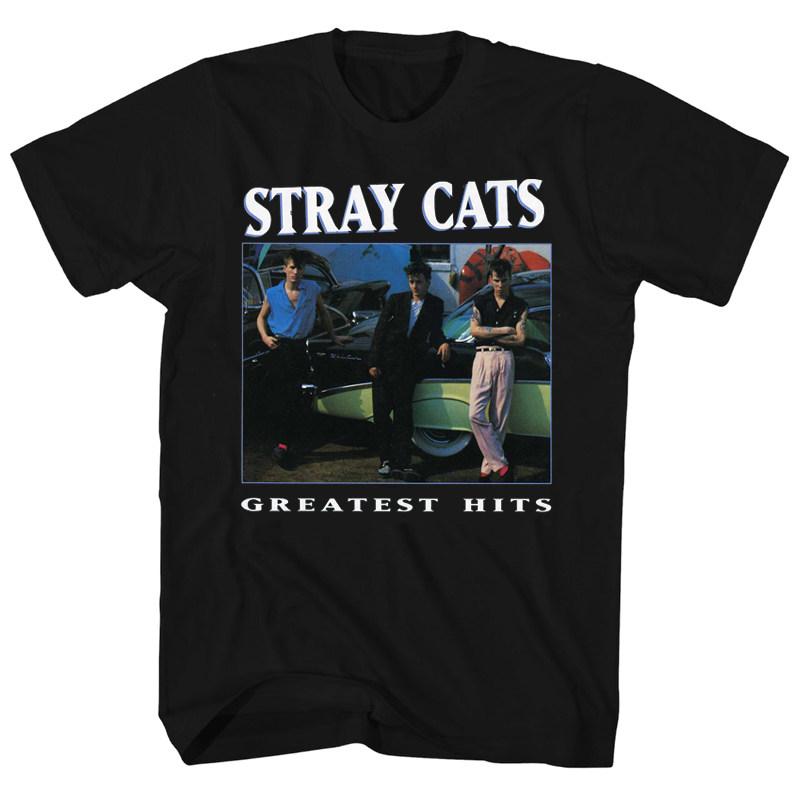 

1979 Stray Cats Rock Cat Head Logo Short American Retro Mens ShortSleeved TShirt 2XL