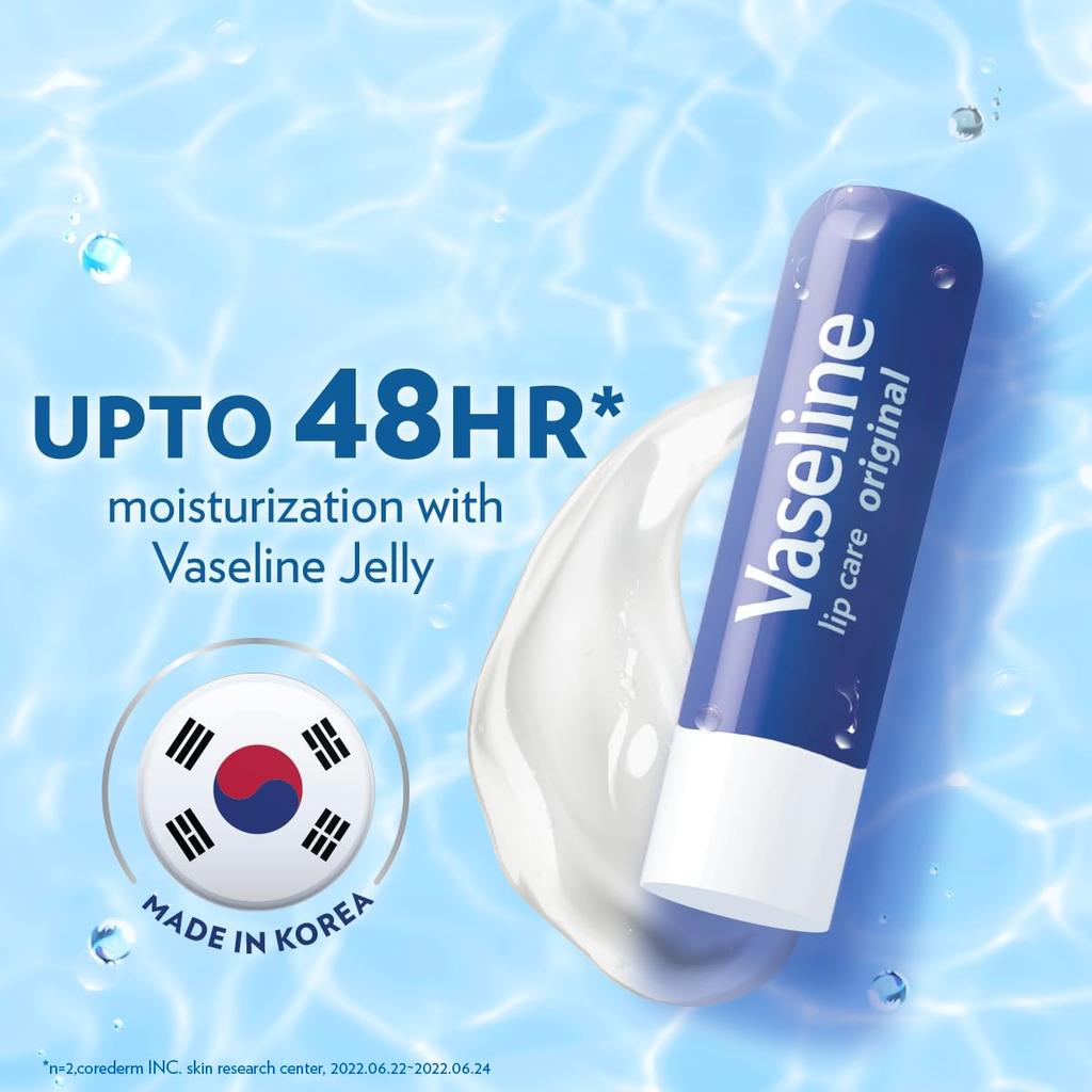 Vaseline Lip Care Original Lip Balm Stick 4.8g Pack of 1 for Soft Smooth Hydrated Lips Up to 48H