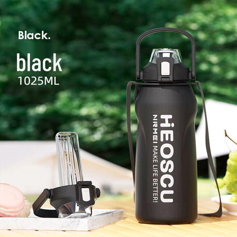 High-Capacity 316 Stainless Steel Thermos Mug with Straw & Tea Infuser - Stylish Portable Sports Water Bottle for Women 1025mL [Dual Drink/Tea Infuser/Handle]