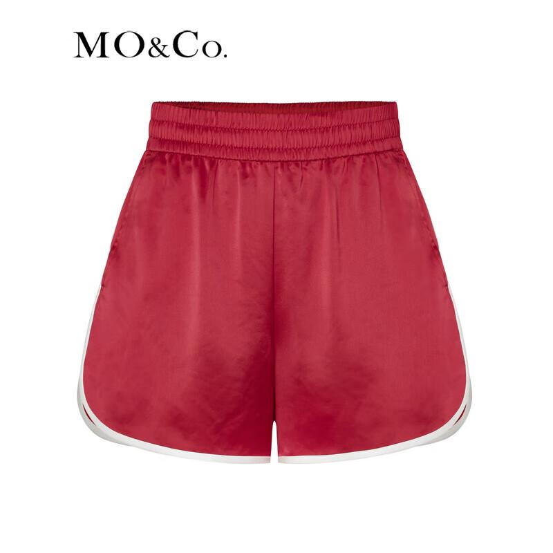 MO&Co. Women's Acetate Blend Contrast Trim Casual Shorts