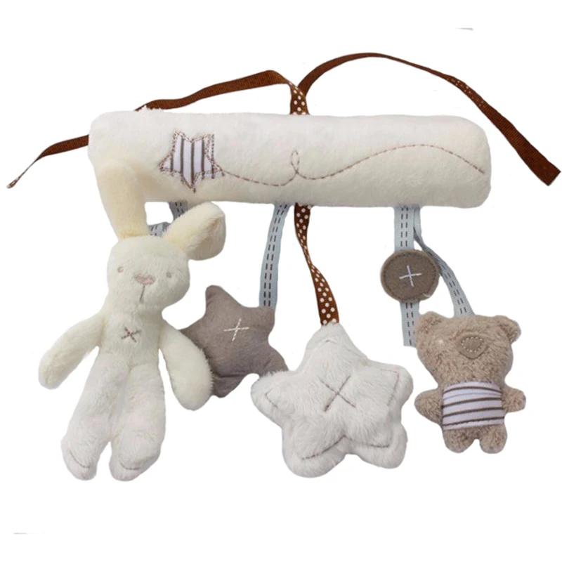 New Hanging Bed Rabbit Baby Hand Bell Safety Seat Plush Toy Multifunctional Plush Toy Stroller Mobile Gifts