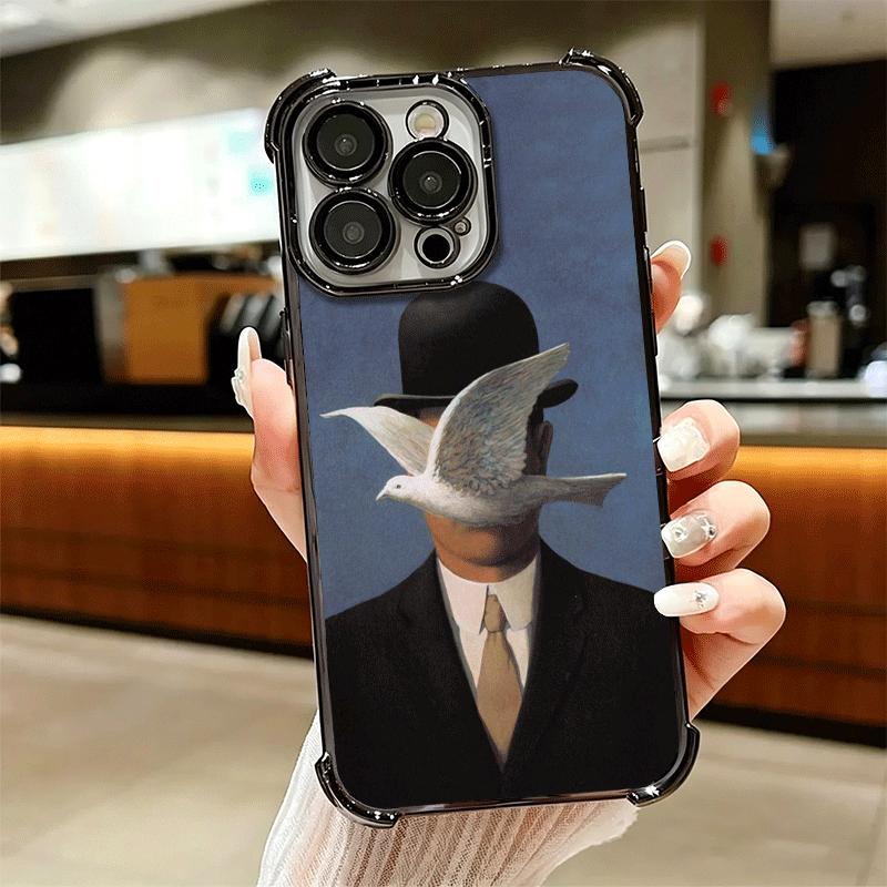 Rene Magritte Art Soft Phone Case For iPhone 15 16 17 Air 14 Pro Max 16E Plus 13 12 Mini Plating Anti-Fall Fundas