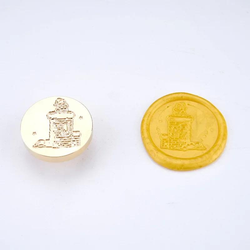 Siegellack Siegel Weihnachtsserie Siegel Dunhu Feuerfarbe Siegel Kupferkopf Massiv Messing Schnitzen Wachsgranulat