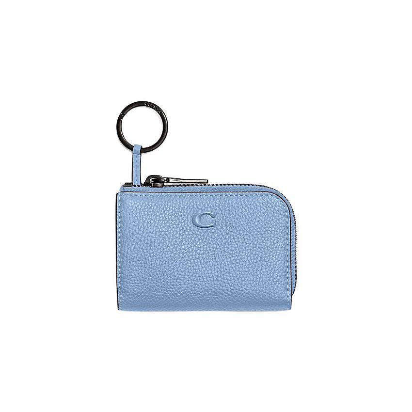 

Coach Card Case 12 Zipper Closure Leather Key Pouch Mini Women accessories Blue CE501-POL Blue