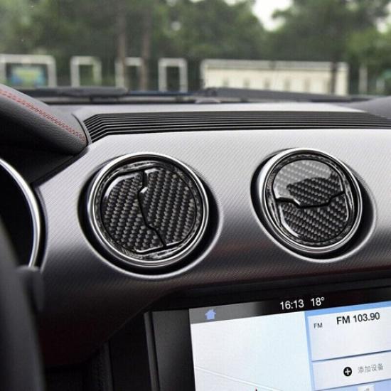 Carbon Fiber Interior Center Air Vent Cover Trim For Ford Mustang 2015~2018 2019