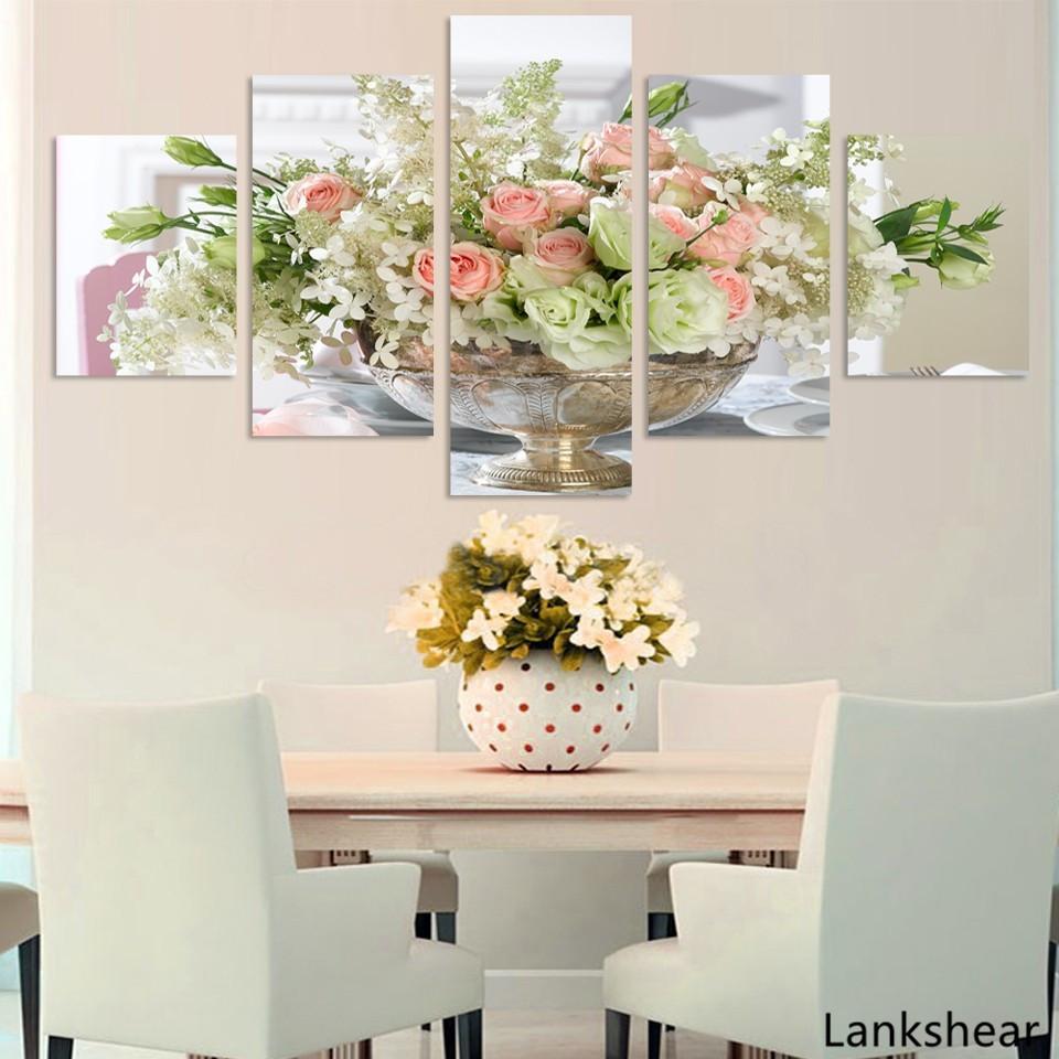 

Современный холст, домашний декор, модульная картина, настенное искусство, HD печатный постер, 5 панелей, цветы розы, лилии, пейзажные фотографии, дома 20x35cm*2 20x45cm*2 20x55cm*1