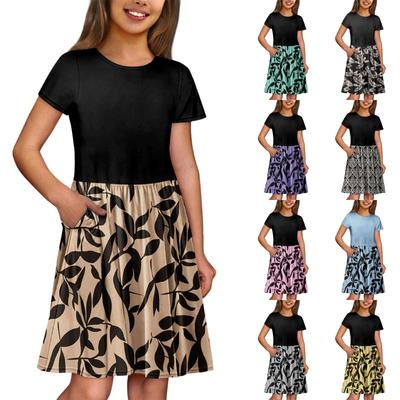 Φόρεμα για κορίτσια, καλοκαιρινό, μονόχρωμο και στάμπα, αμάνικο φόρεμα με τσέπη, casual φόρεμα, σορτς και μανίκια, φόρεμα για πάρτι