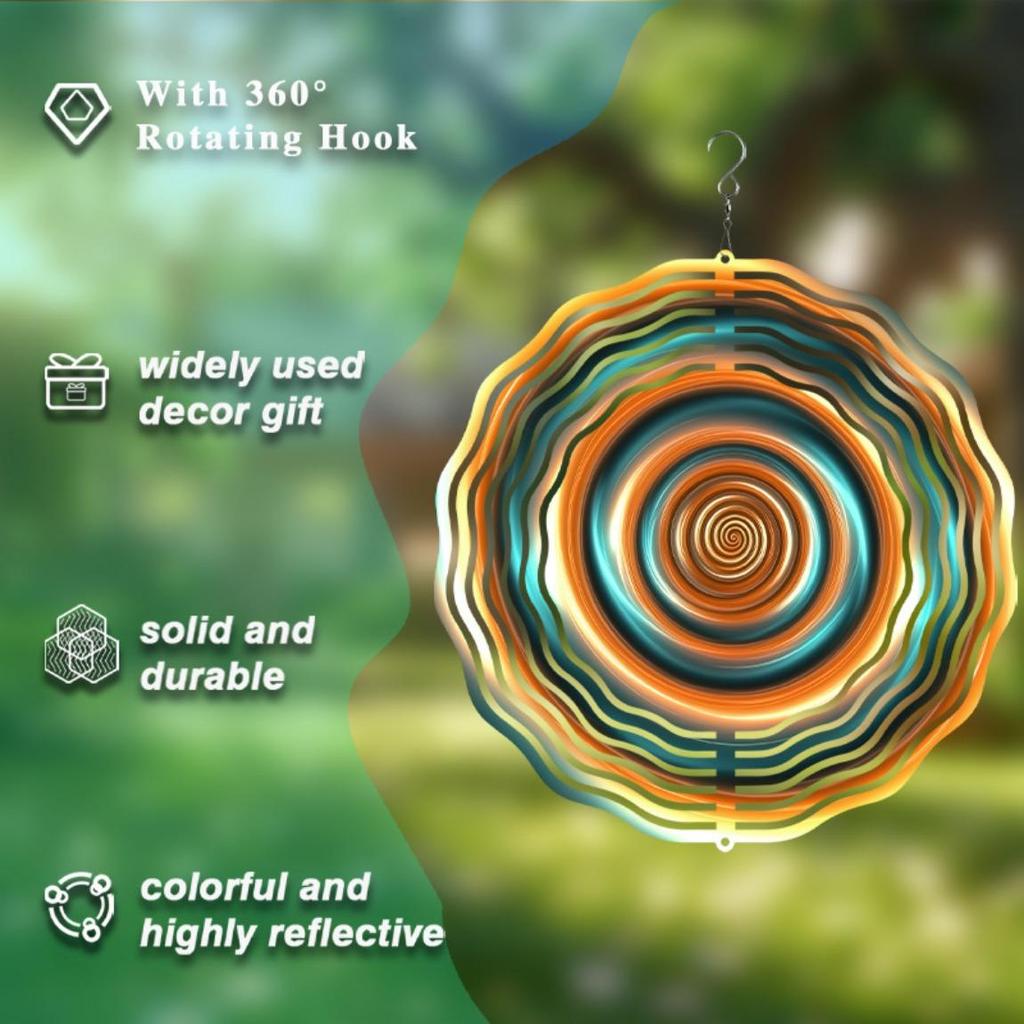 10 Inch Metal Wind Spinner Garden Decor with 360 Degree Rotating Hook Outdoor Hanging Ornament for Patio Yard Home All Season Gift