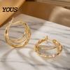 Earring 1 Pair Gold/Silver Hoop Earrings for Women, Chunky Casual And Formal Triple Split Earrings, Multi Statement Jewelry