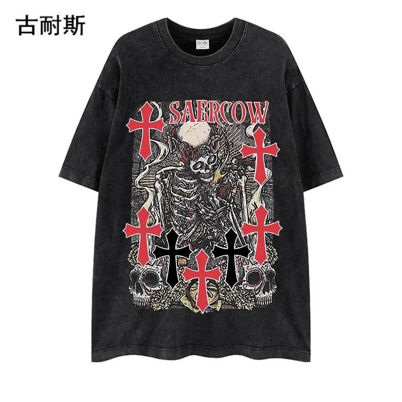 Skull skull T-shirt shirt undershirt undershirt cotton Black XL