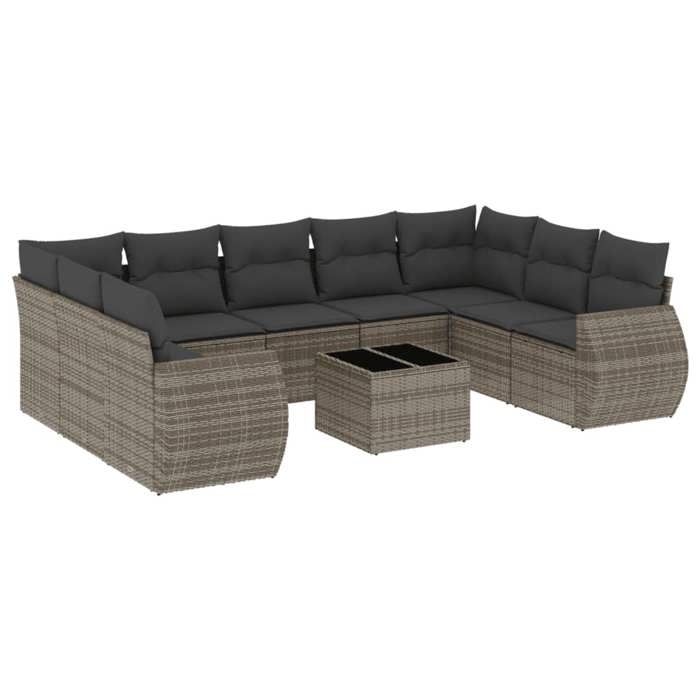 VidaXL Garden Lounge Set with Cushions 10 Pcs, Patio Sofas, Patio Furniture Set, Outdoor Furniture, Grey 3254147