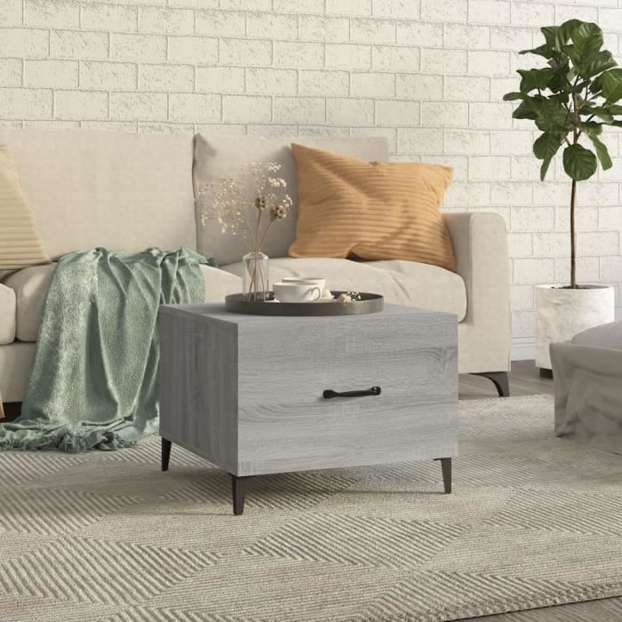 VidaXL Table basse avec pieds en métal Sonoma gris 50x50x40 cm 817539