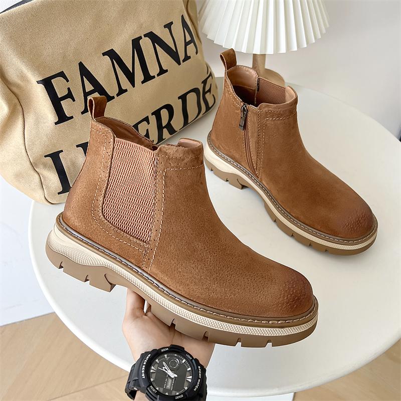 Fashion 2024 New Fashion Trends Mens Side Zipper Chelsea Boots Genuine Leather Ankle Boots Slip-on Man Business Shoes Cowhide Boots