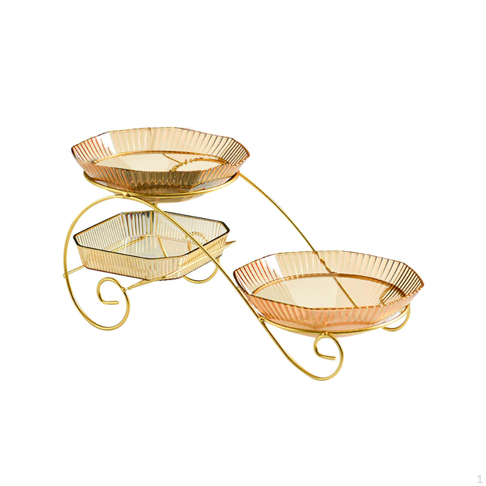 

3 Layer Dessert Dividing Plate Storage Container,Condiment Tray Dried Fruit Tray,Caddy Serving Yellow
