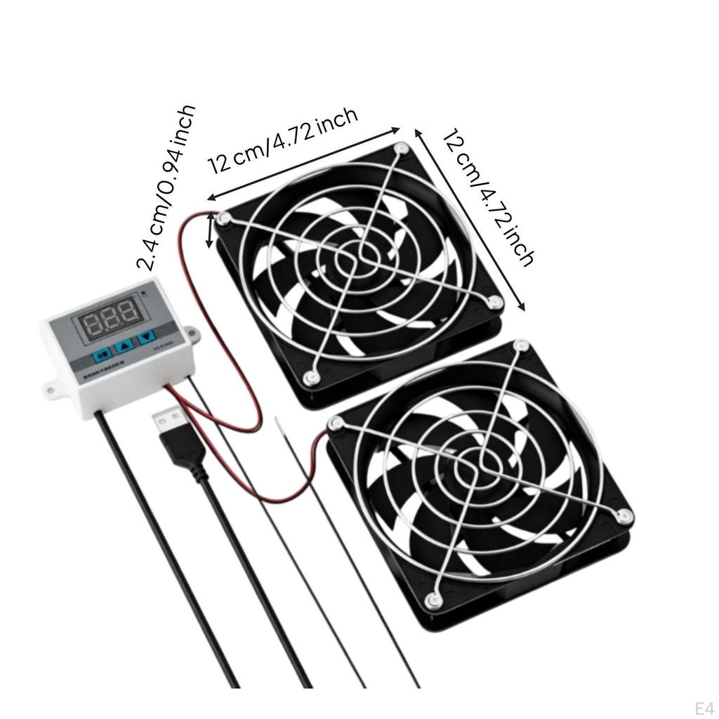 Cabinet Fan Thermostat Set Low Noise Temperature Control High Ventilation Electrical Box