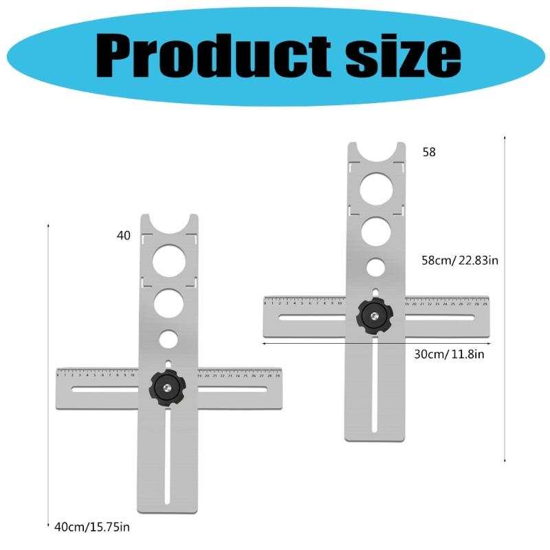40cm Ceramic Glass Tile Hole Locator Ruler for Multiple Tile Size Stainless Steel Adjustable Measuring Punching Tool