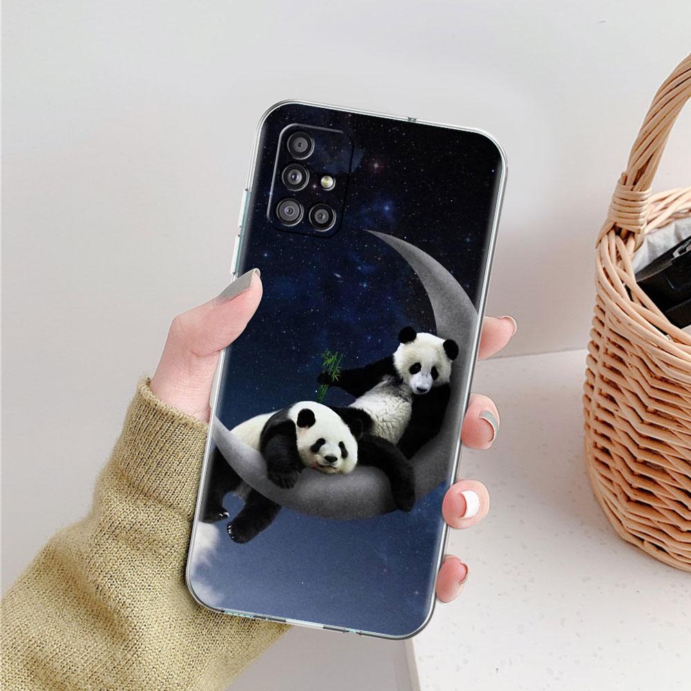 Clear Phone Case For Samsung Galaxy A51 5G A71 A21s A31 A12 A52 A41 A91 A11 A32 A72 Shockproof Soft Cover Super Cute Panda Funda