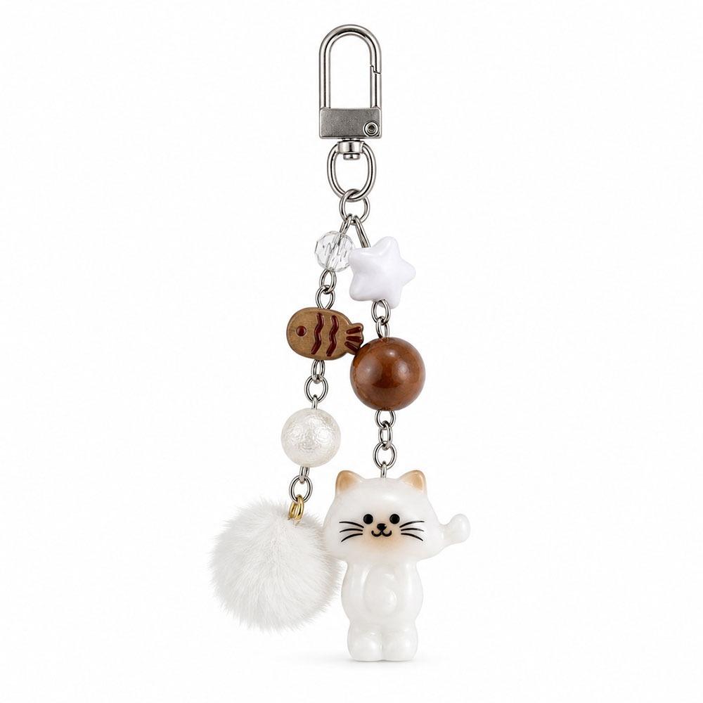 Lightweight Resin Phone Lanyard Handcrafted Charm Pendant Cute Kitten Keychain Bag Ornament alpaca