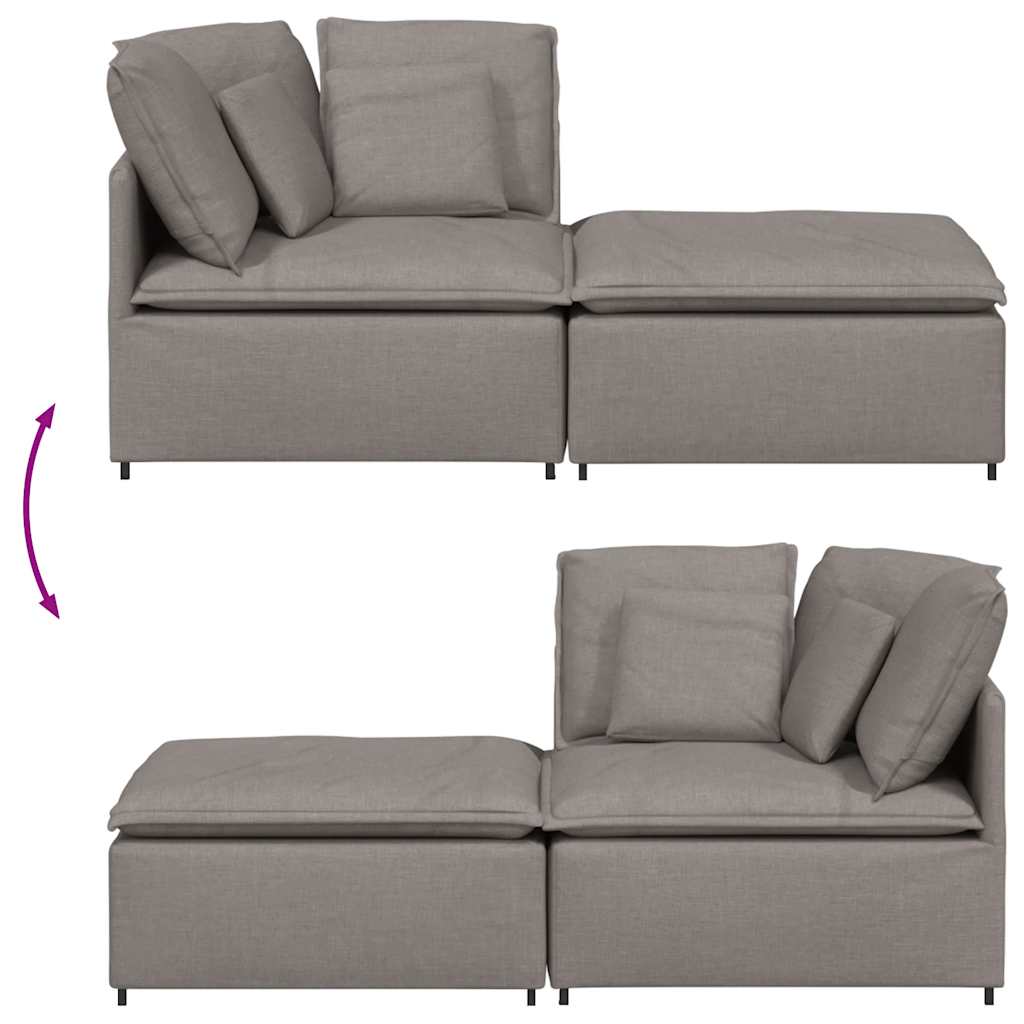 Modular Sofa with Footstool Cushions Fabric Taupe