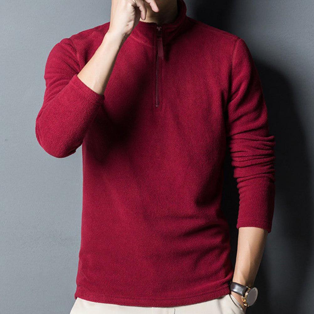 Pánská mikina Jednobarevná Dlouhý rukáv Zip Stojánek Límec Pulovr Top Silný Polar Fleece Ochrana krku Střední délka Pánské Top