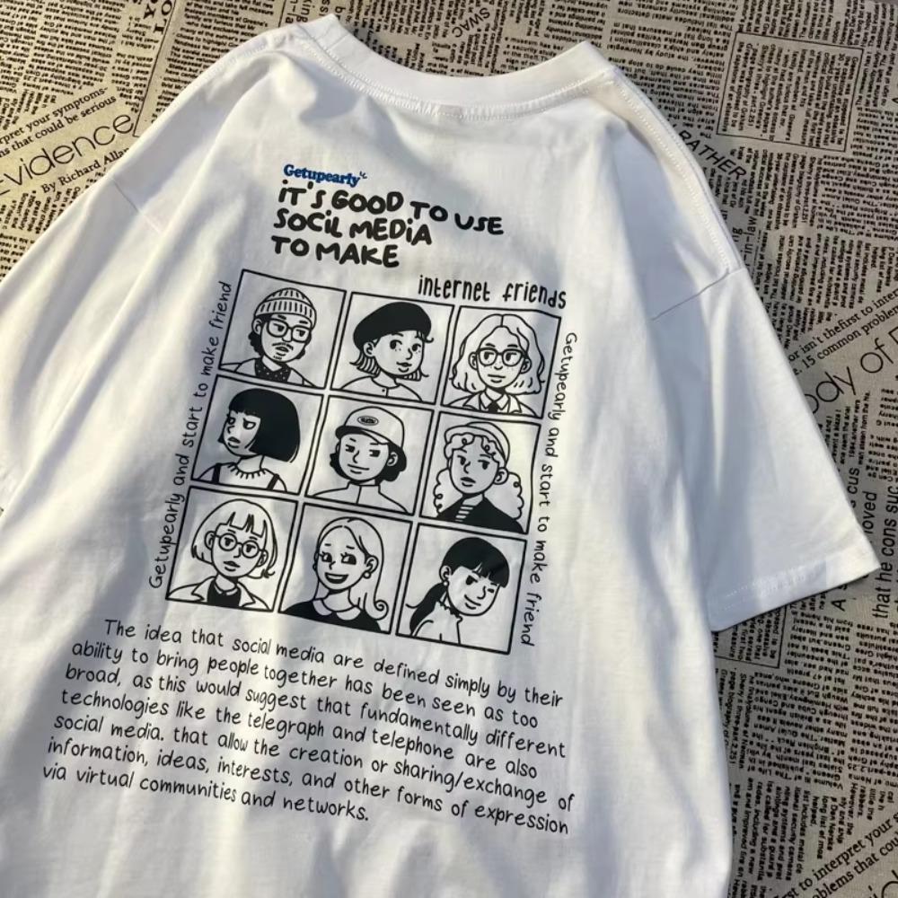 

Оригинальная футболка для встречи пользователей сети в американском ретро-стиле, мужская женская с принтом, с круглым вырезом, свободная, оверсайз, с коротким рукавом, хлопковая футболка XXXXXL белый