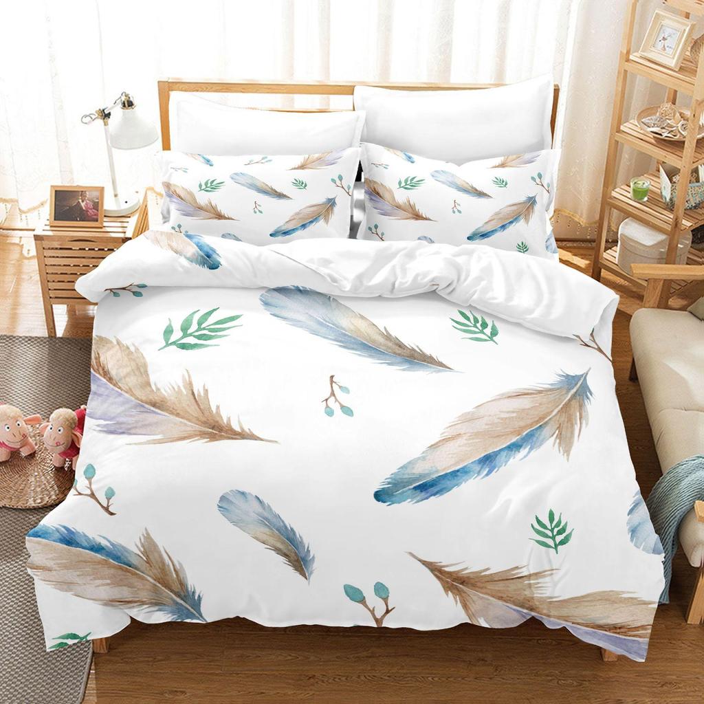 3D Dream Catcher Home Bedding Set Colorful Feather Pattern Quilt Cover and Pillow Cover Bedding Set AU/EU/US Full Size Bedding Set