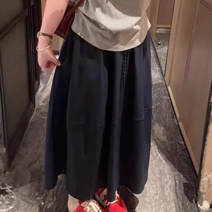 

Women s 2026 High Waist A-Line Skirt: French Bud, Slimming, Mid-Length, Loose Drawstring 3XL