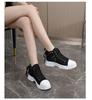 Fashion New Canvas Sneakers Laced Up Shoes Women's High Top Sneakers Zipper Sports Shoes 43 44 Woman Platform Trainers Chunky Denim Shoe