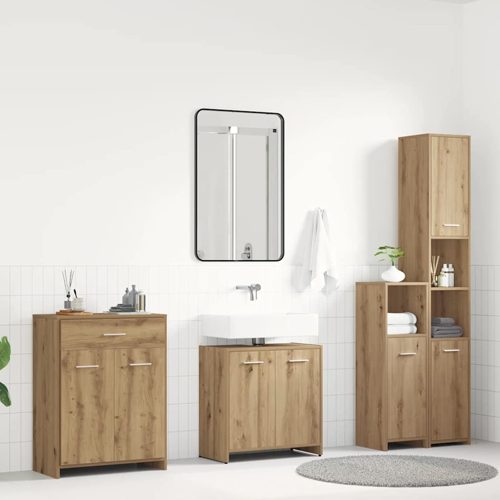4 Piece Bathroom Furniture Set  Artisan Oak  Engineered Wood