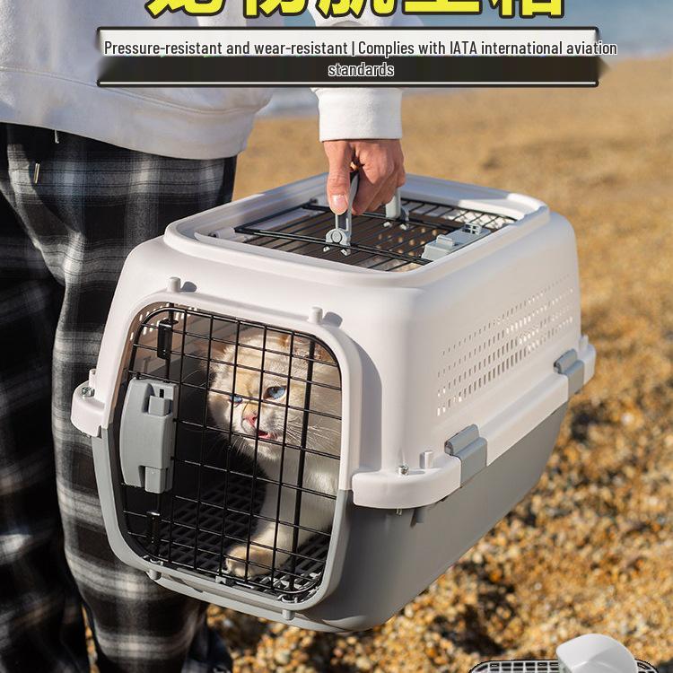 Portable Pet Carrier Cage for International Air Travel - Suitable for Cats and Small to Large Dogs