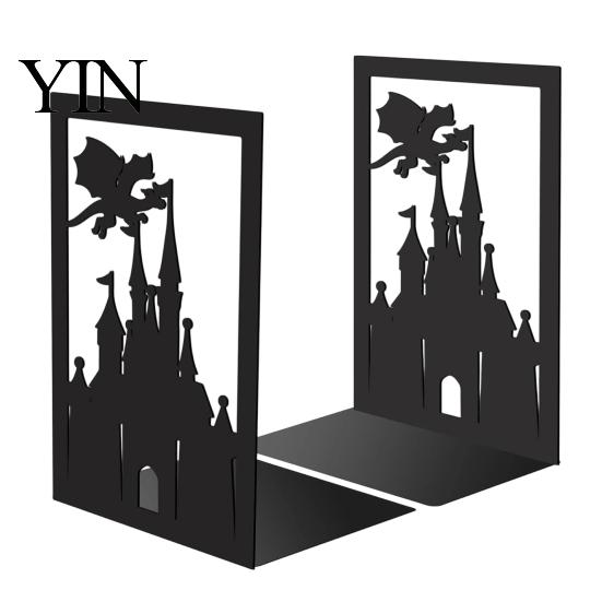 Heavy-duty Bookends 1 Pair Metal Dragon Bookends, Fantasy Castle Decorative Book Ends Texture for Shelves, Heavy Duty Gothic Holders Home Office