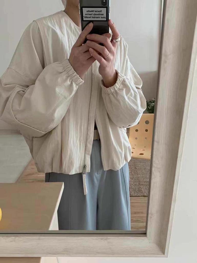 Petite Women's Loose Fit Round Neck Baseball Jacket - 2025 Spring/Autumn Collection