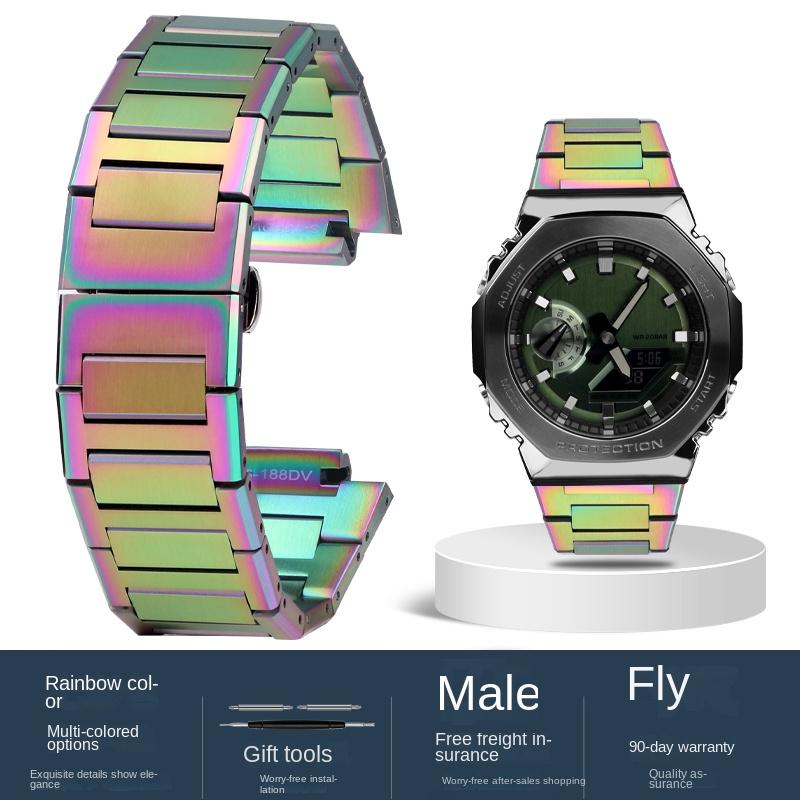 Para Casio GA-2100 GM2100 correa de reloj G-SHOCK roble de granja acero refinado modificado cadena de reloj acero correa de hombre pulsera Pulsera