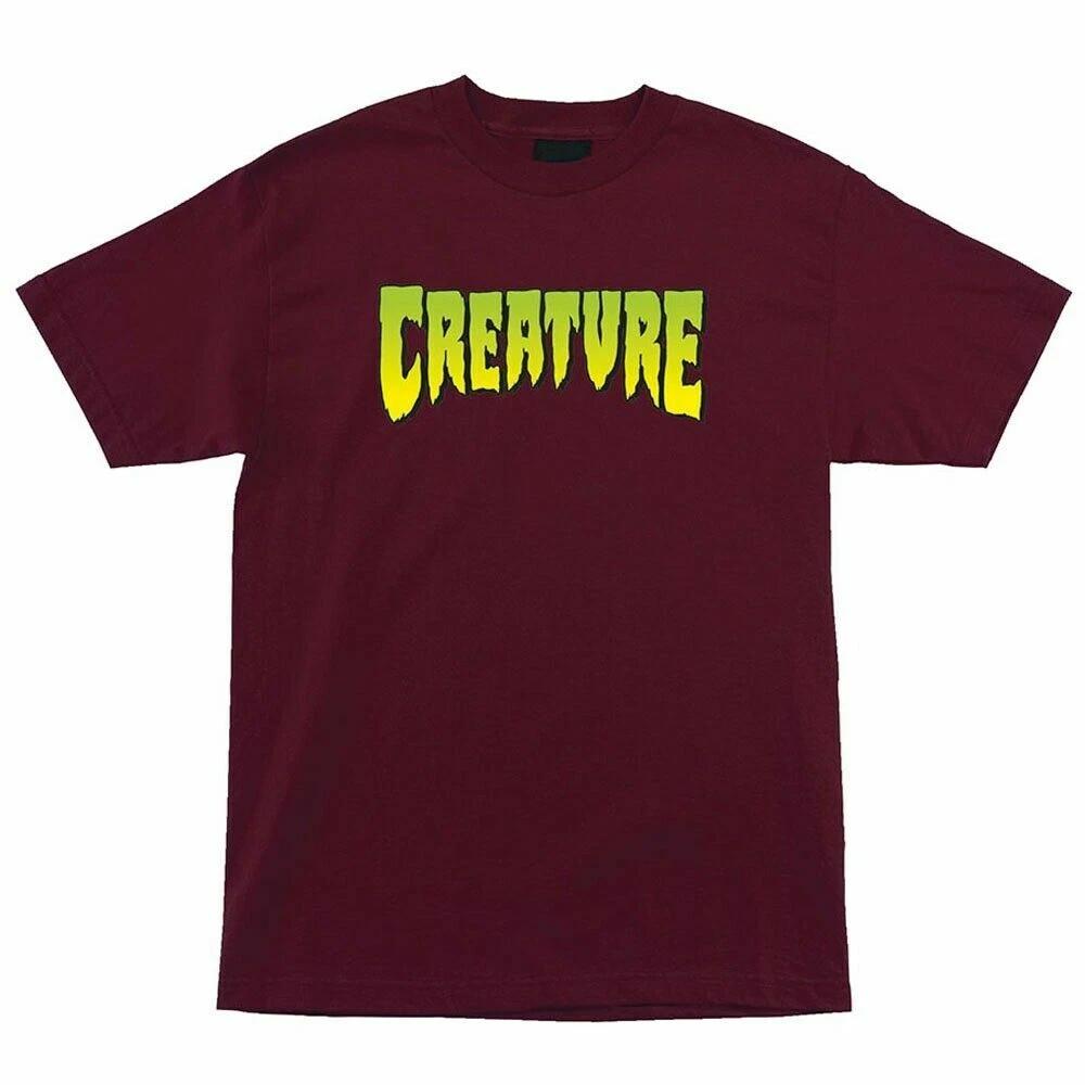 Creature LOGO Skateboard T Shirt BURGUNDY XXXXL